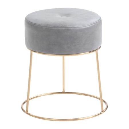 Hodedah Grey PU Vanity Stool