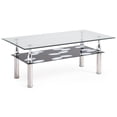 thumbnail image 1 of Hodedah Tempered Glass Coffee Table in Clear with Stainless Steel Legs, 1 of 3