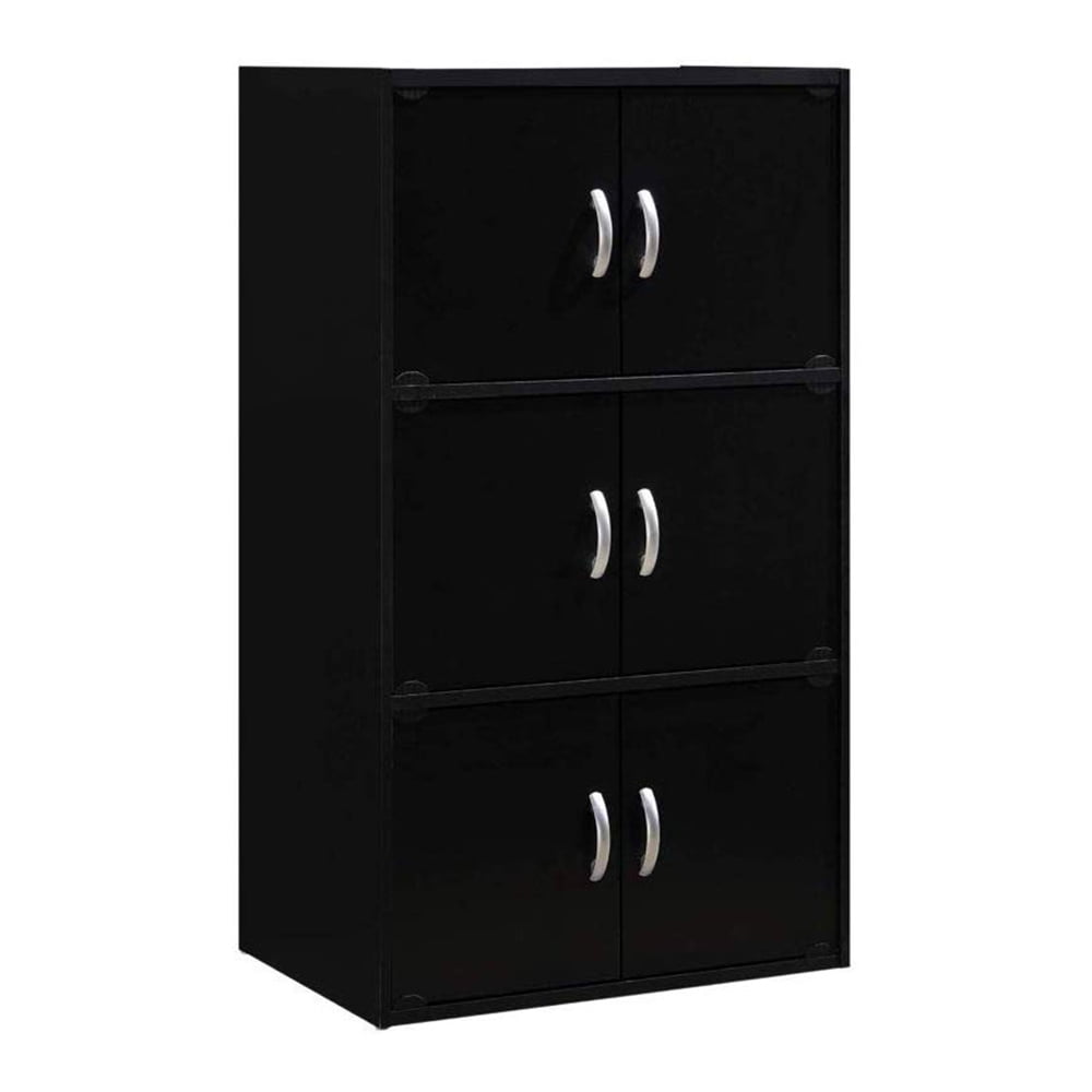 Kids' Playtime Black Wood 6-Door Storage Cabinet with Cubes