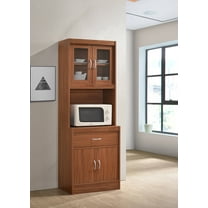 Hodedah Kitchen Cabinet with 1-Drawer, plus Space for Microwave in Cherry
