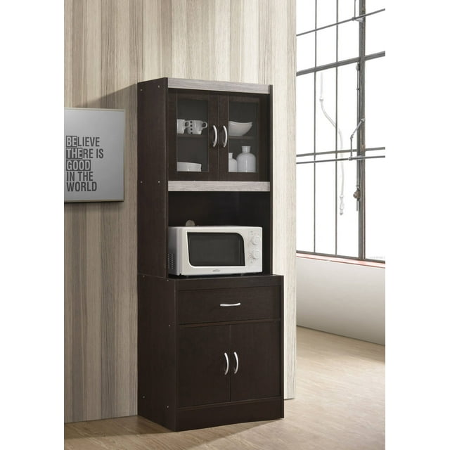 Hodedah Kitchen Cabinet with 1-Drawer, plus Space for Microwave in ...