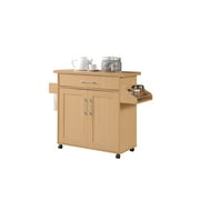 Hodedah Kitchen Cart with Spice Rack plus Towel Holder, Beech