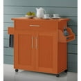 thumbnail image 1 of Hodedah Kitchen Cart with Spice Rack plus Towel Holder, Cherry, 1 of 9