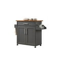 Hodedah Kitchen Cart with Spice Rack plus Towel Holder, GreyOak