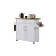 thumbnail image 1 of Hodedah Kitchen Cart with Spice Rack plus Towel Holder, White, 1 of 10