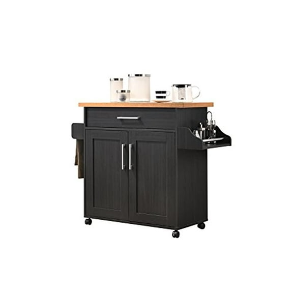 Hodedah Kitchen Island in Black Beech