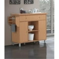 Hodedah Kitchen Island with Spice Rack plus Towel Holder in Beech