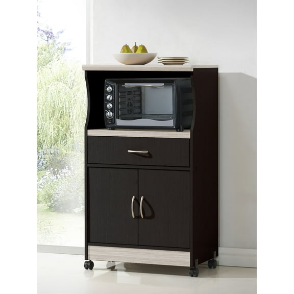 Hodedah Mini Microwave Cart, Chocolate
