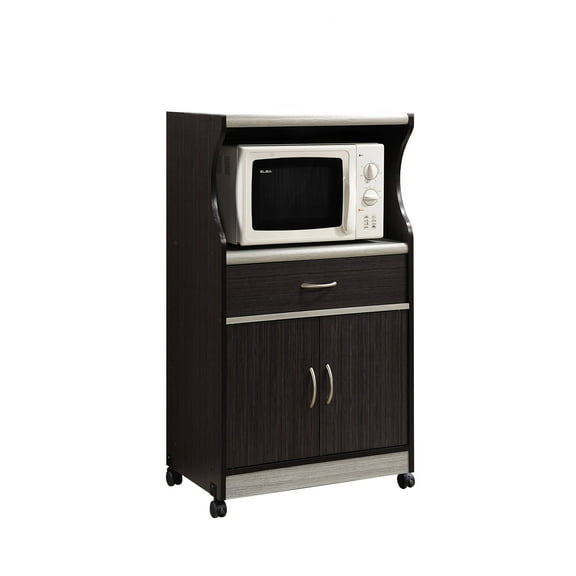 Hodedah Microwave Kitchen Cart in Chocolate-Grey