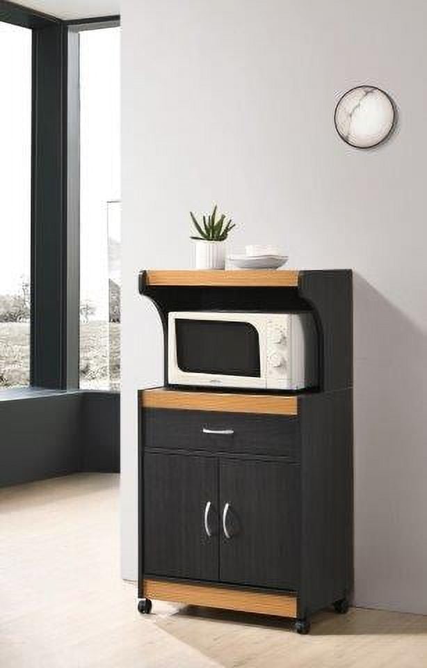 Hodedah Microwave Kitchen Cart, BlackBeech
