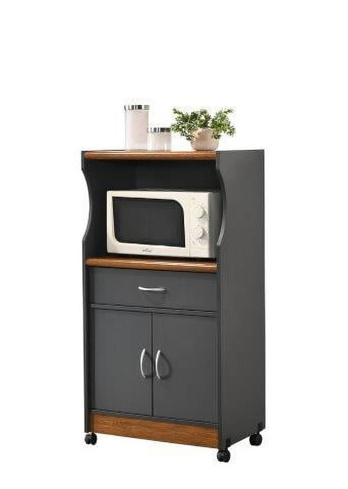 Hodedah　キッチンパントリー　ブラック×ビーチ Hodedah-Microwave-Kitchen-Cart