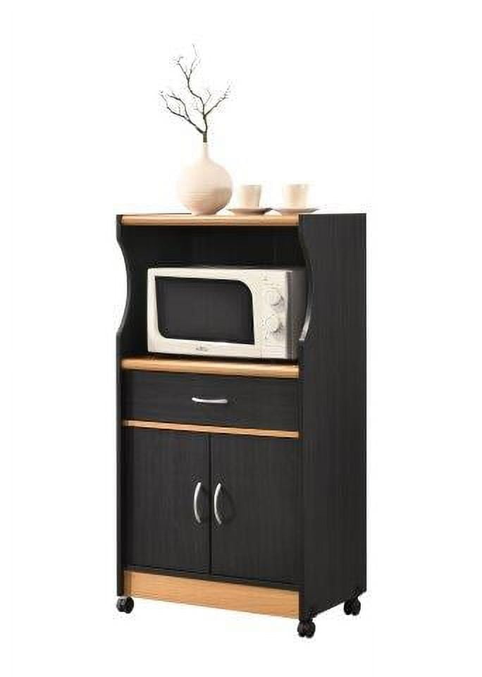 Hodedah Microwave Kitchen Cart, Black