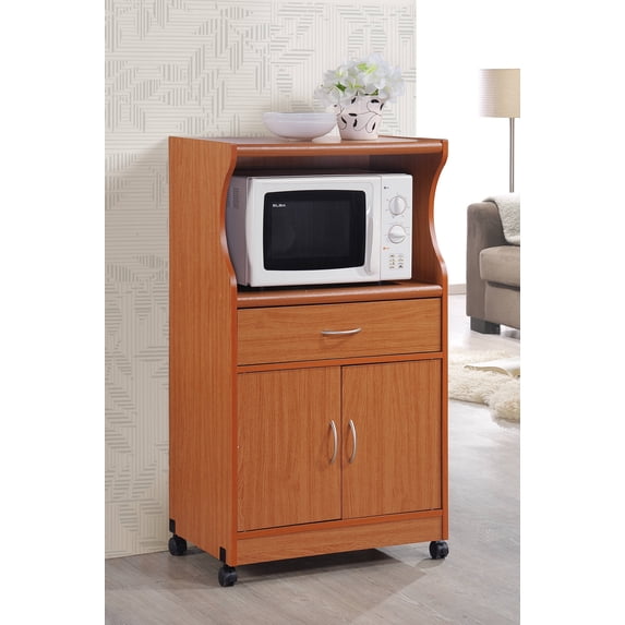 Hodedah Microwave Kitchen Cart, Cherry