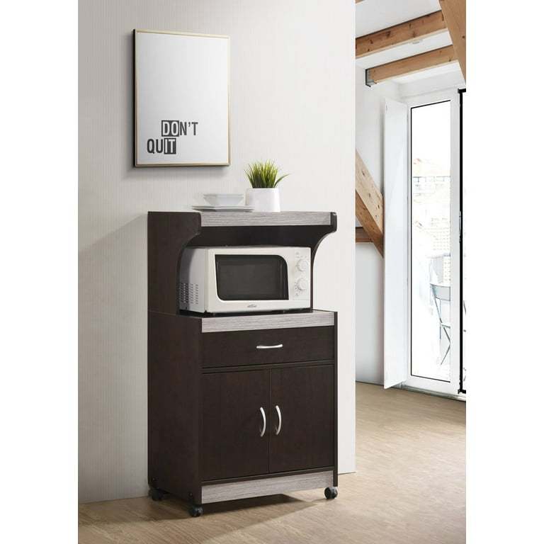 Hodedah Microwave Kitchen Cart, Chocolate - Grey - Walmart.com