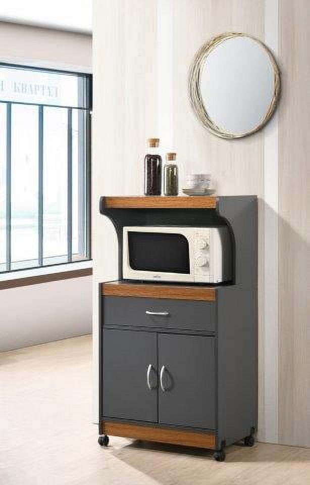 Hodedah Microwave Kitchen Cart, Chocolate - Grey - Walmart.com