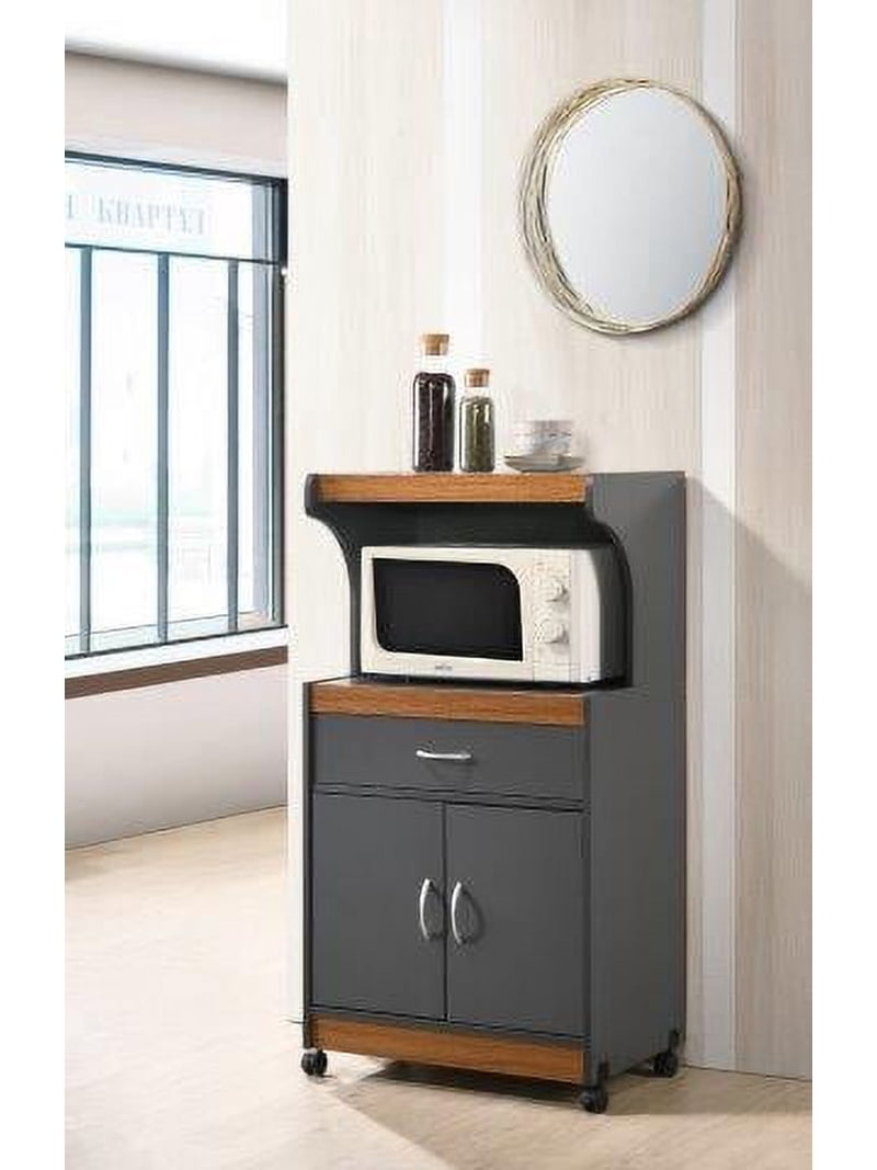 Hodedah Microwave Kitchen Cart, Grey-Oak - Walmart.com