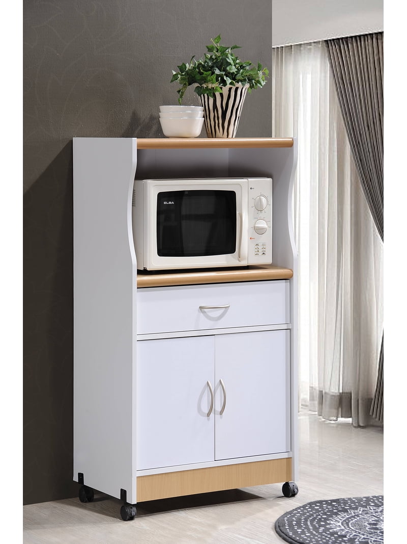 Hodedah Microwave Kitchen Cart, White - Walmart.com