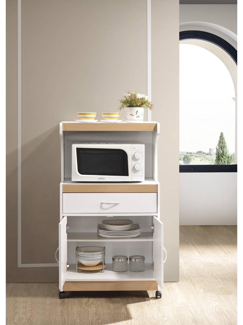 Hodedah Microwave Kitchen Cart, White - Walmart.com