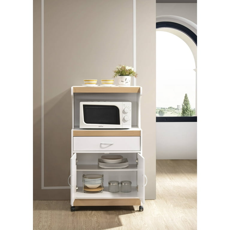 Hodedah Microwave Kitchen Cart White Walmart
