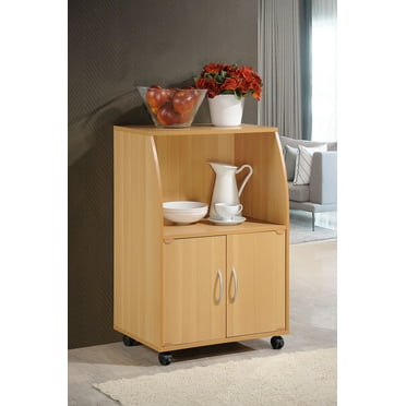Hodedah Mini Microwave Cart, Beech