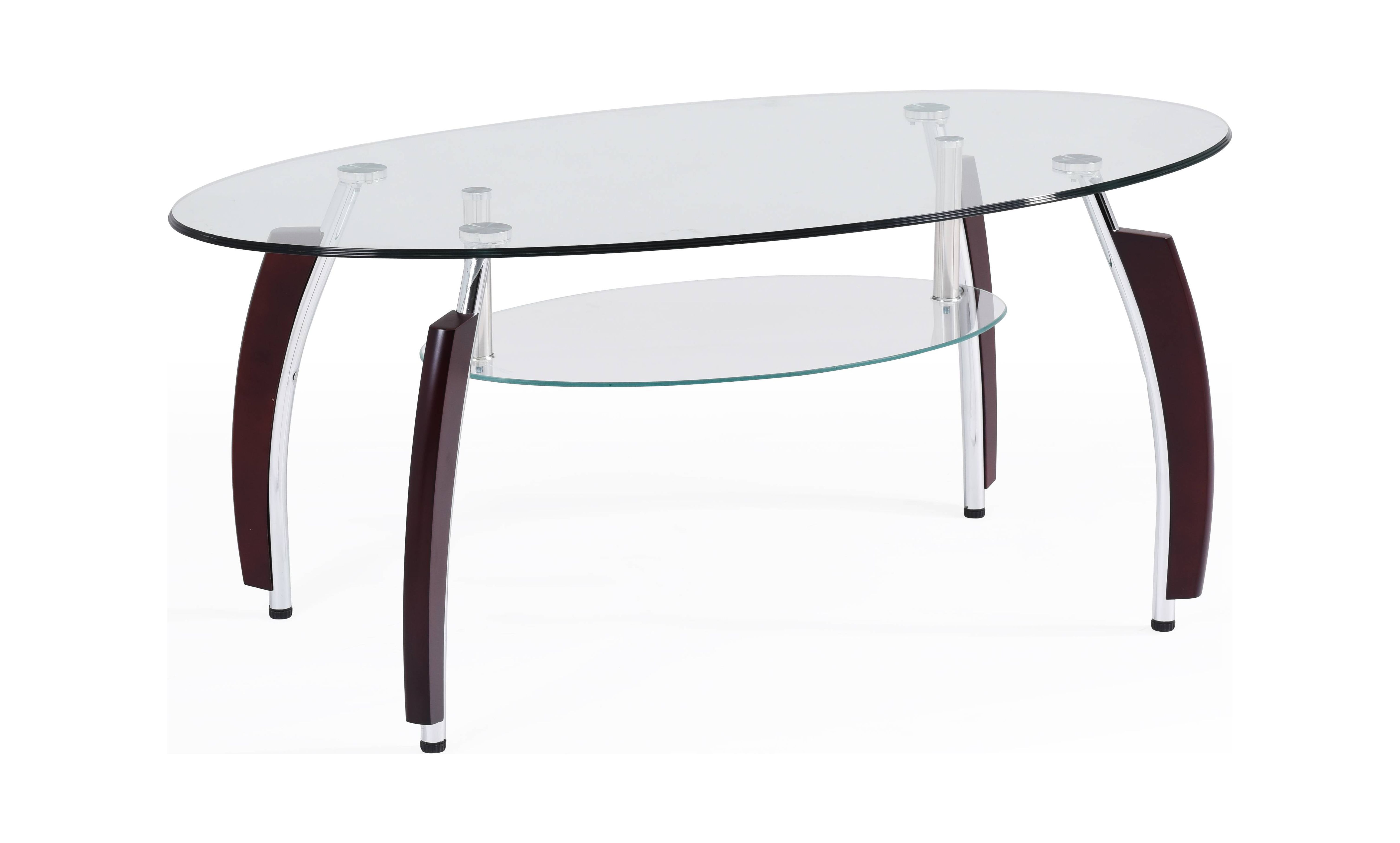 Hodedah OvalShaped Glass Coffee Table, Multiple Colors