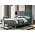 thumbnail image 1 of Hodedah Queen Platform Bed with Upholstered Headboard and Wooden Frame in Gray, 1 of 4