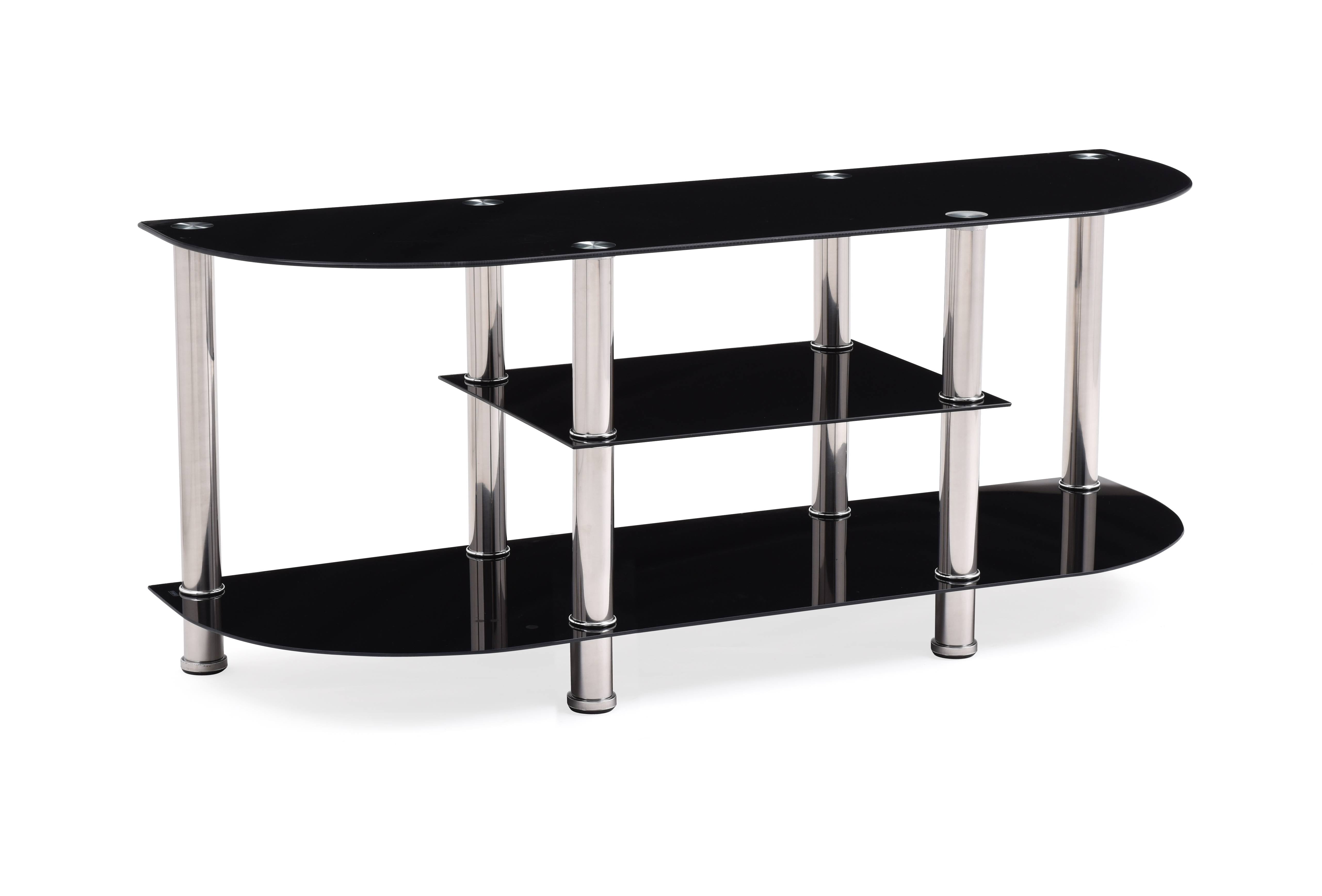 Hodedah TV Stand with Glass Shelves for TVs up to 42", Black