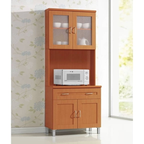Hodedah Tall Free Standing Kitchen Cabinet, Cherry