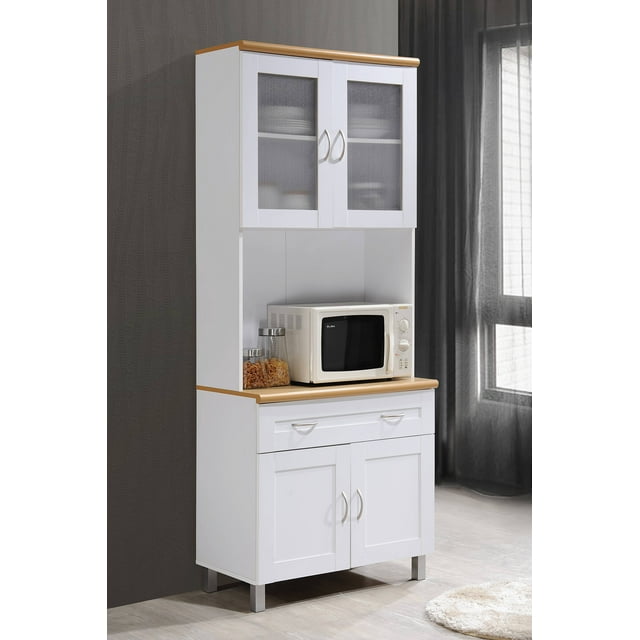 Hodedah Tall Free Standing Kitchen Cabinet, White - Walmart.com