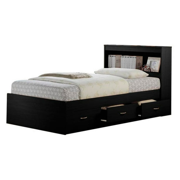 Hodedah TwinSize Captain Bed with 3Drawers and Headboard