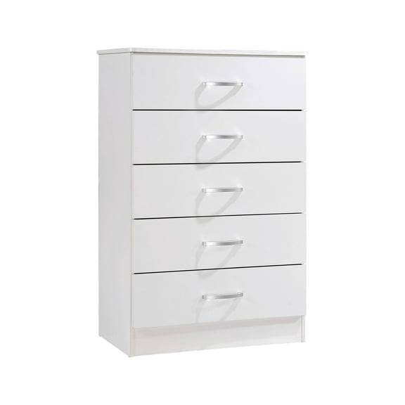 Hodedah Wood 5-Drawer Chest, White