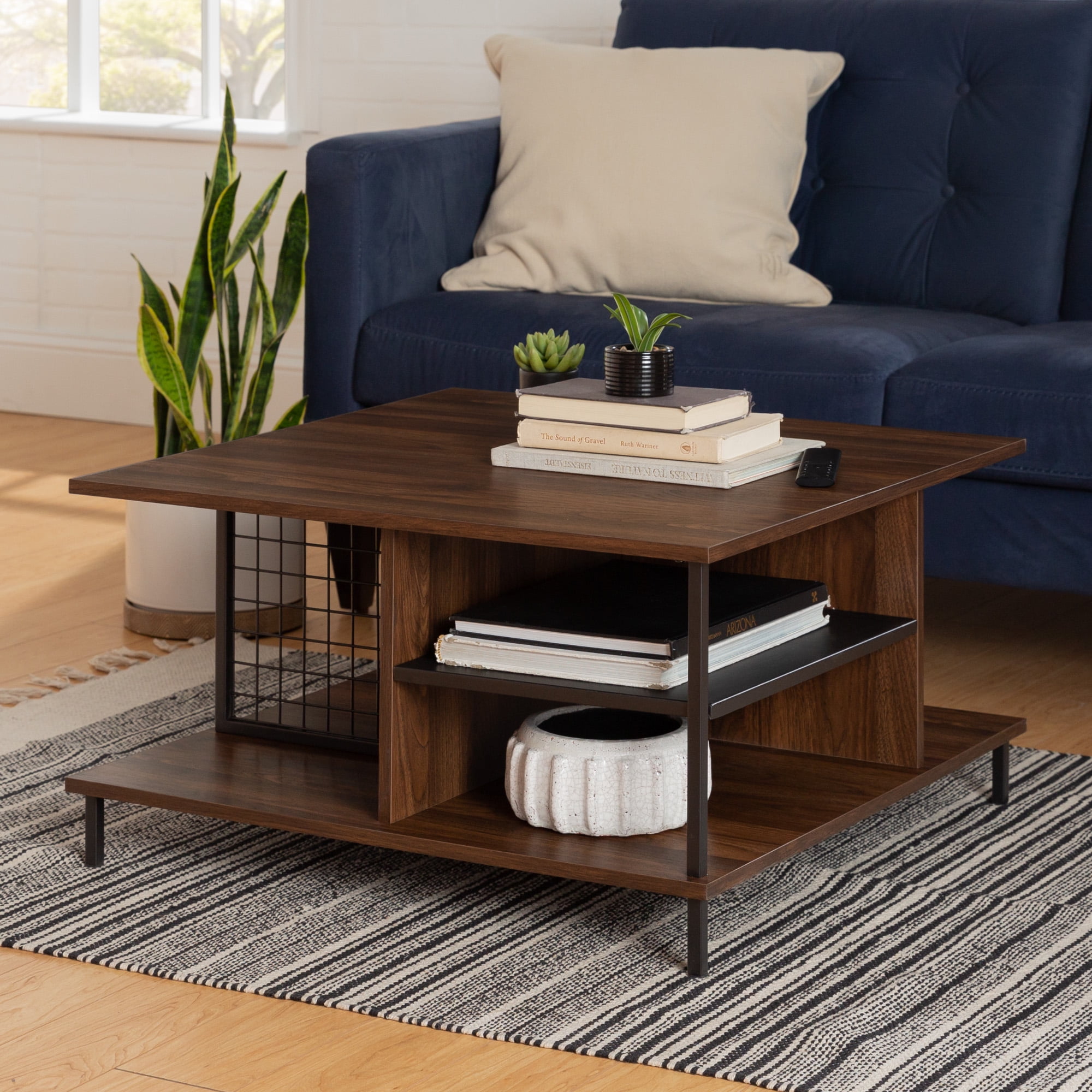 Modern Square Coffee Table with Storage