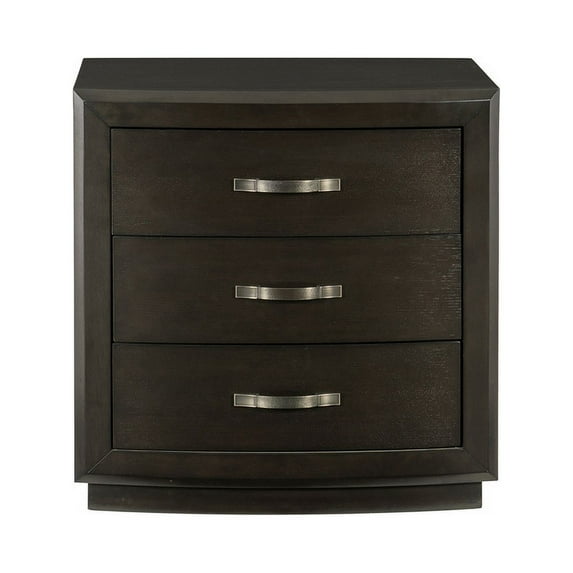 Hodgin Collection Subtle Modern Charcoal Nightstand with Contoured Hardware