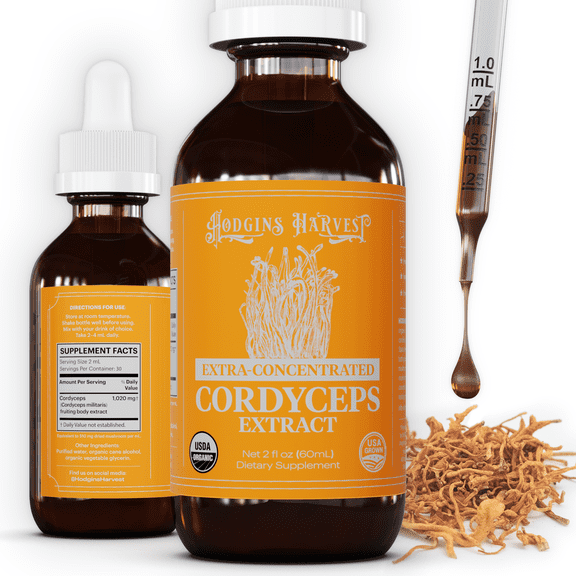 Hodgins Harvest Organic Cordyceps Mushroom Extract Tincture, 2 fl oz