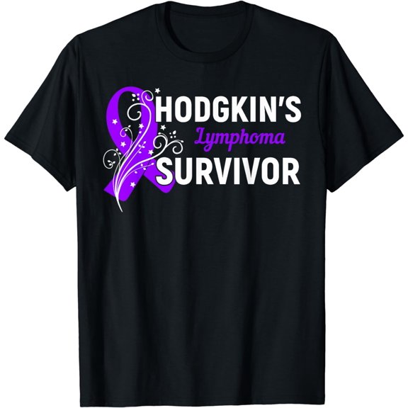 t-shirtHodgkin's Lymphoma Survivor Awareness Purple Ribbon Gift T-Shirt mens t shirt，black，women，funny，misfits，men，journey