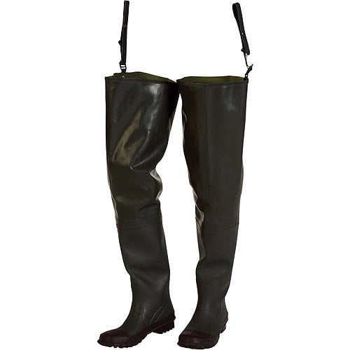 Hodgman Green Rubber Hip Wader, Cleated Sole