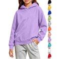 thumbnail image 1 of Hodies for Girls Solid Color Long Sleeve Casual Basic Pullover Fall/Winter Trendy Tops, 1 of 9