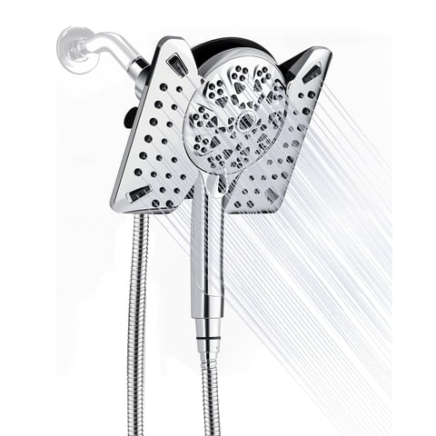 Hodvit 2 in 1 Shower Head Combo, High Pressure Rain Shower Head and Handheld Shower Head with 10 Spray Modes, 60" Stainless Steel Hose