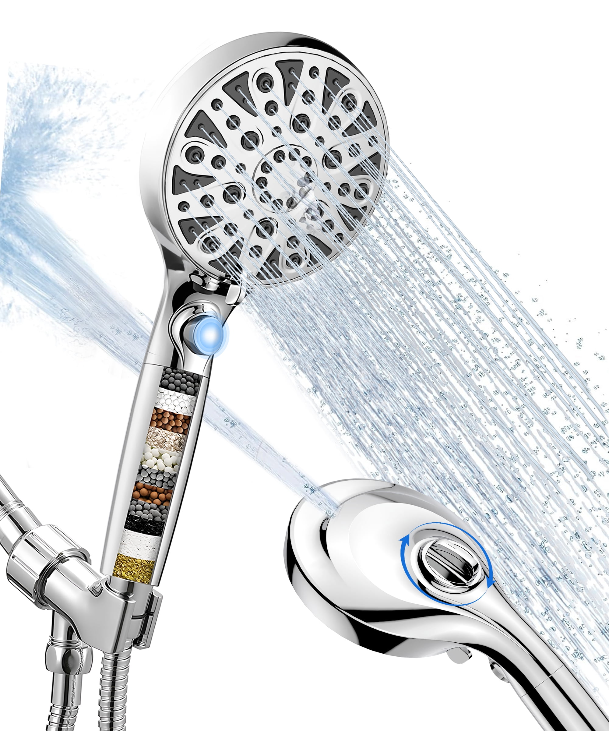 Hodvit Handheld Filtered Shower Head, 10 Spray Modes High Pressure ...