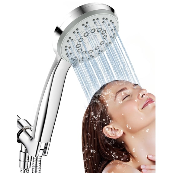 Hodvit 5 Setting Handheld Shower Head, Water Saving High Pressure Showerhead, with 5 ft Stainless Steel Hose, Chrome