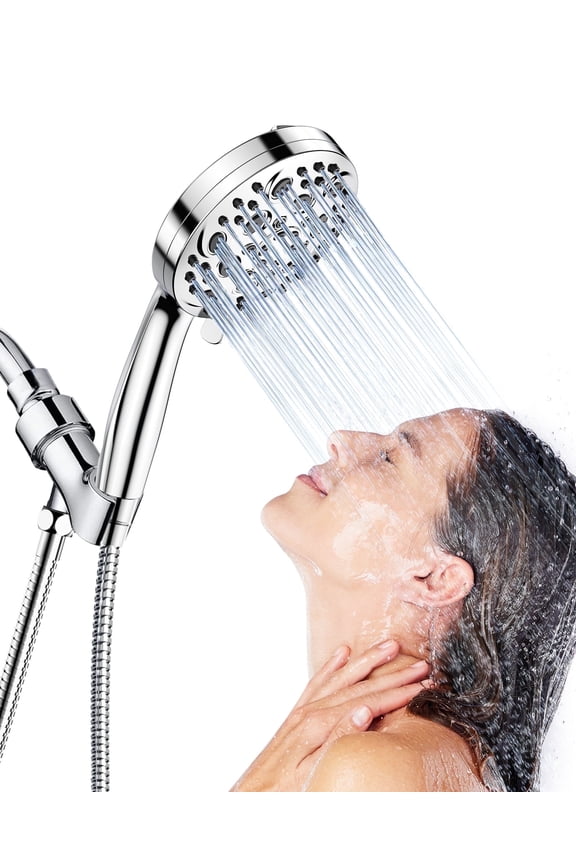 High Pressure Handheld Showerhead, 10 Spray Modes, with 60" Stainless Steel Hose, New