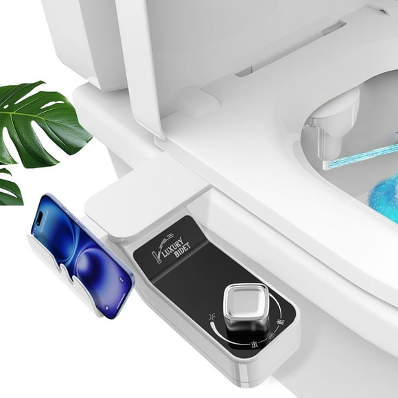 Hodvit Non-Electric Bidet Toilet Attachment, Cold Water Dual Nozzle with Self-Cleaning, Adjustable Pressure Control, Universal Size