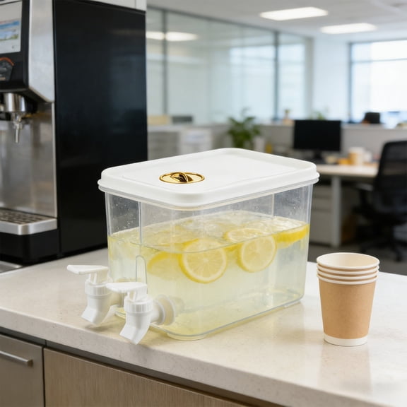 Hodwiequ 3L Two Compartment Drinking Water Kettle Beverage Machines With Faucet Ice Cold Drink Pot Lemon Juices Container With Lid Tea Pot Lemon Milk Beverage Bucket Gold Free Size