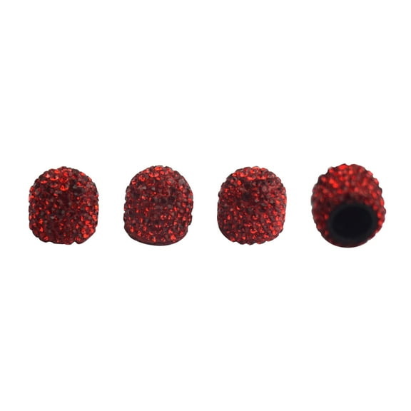 Hodwiequ 4Pcs Jeweled Bling Rhinestone Tire Wheel Valves Cap Cover Car Utility Red One Size