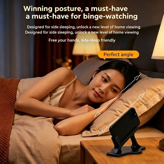 Hodwiequ Adjustable Phone Holder, Foldable Desktop Stand, Universal For Iphone Samsung Android Smartphone Black