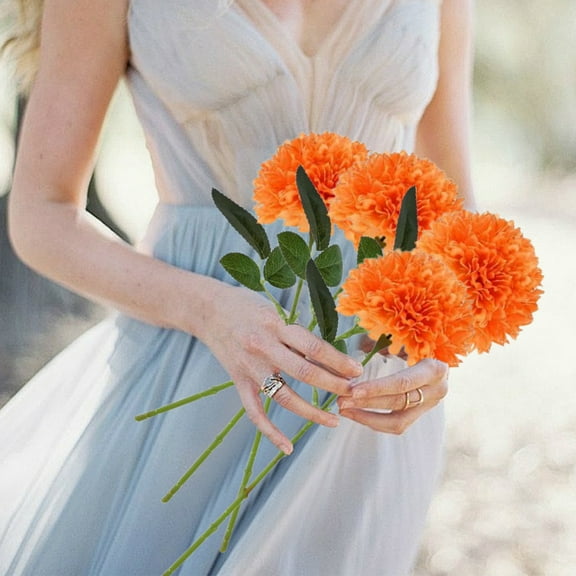 Hodwiequ Artificial Hydrangea Flowers Artificial Hydrangeas Silk Hydrangea Flowers With Stems Orange