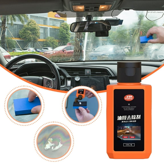 Hodwiequ Car Glass Oil Film Cleaner, Windshield Remover, Effectively Removes Coating Wax Water Stains Oil, Etc. Polishes Andrepairs Car Glass, Restoringthe Glass Tofactory Condition Orange Free Size