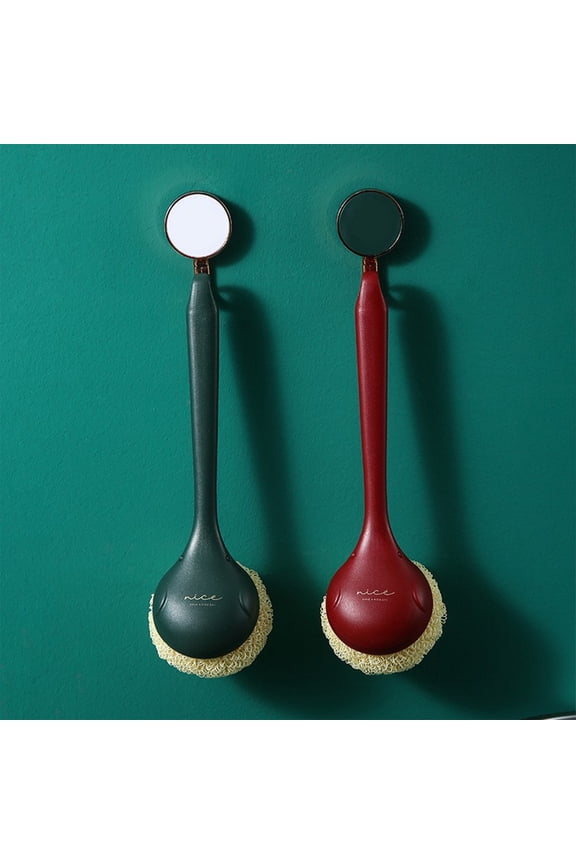 Kitchen Dish Brush Bamboo Handle Dish Scrubber Built-In Scraper, Scrub Brush For Pans, Pots, Kitchen Sink Cleaning, Dishwashing And Cleaning Brushes Are Perfect Cleaning Tools Green,Red