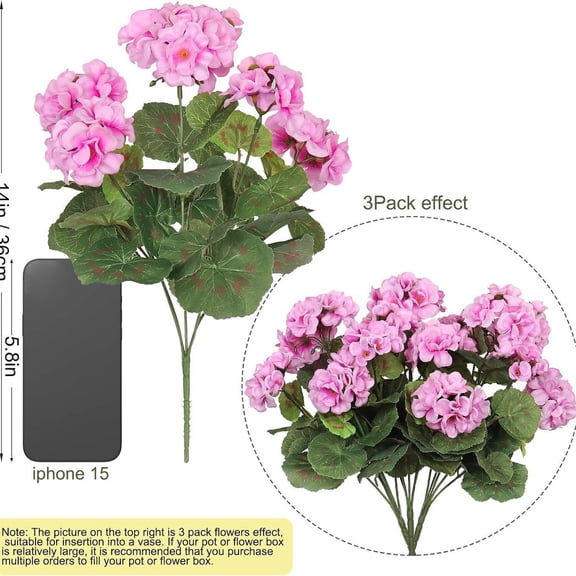 Hodwiequ Simulated Geranium False Flower Decorative Crabapple Flower Bouquet Artificial Balcony Courtyard Outdoor Artificial Flower Decoration Pink