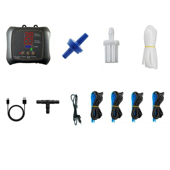 Hodwiequ Smart Automatic Watering System Self-Watering Plant Device Timer Drip Irrigation Kit Lazy Gardener Sprinkler Black E